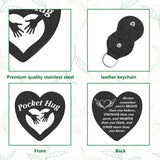 1Pc Heart Shape 201 Stainless Steel Commemorative Decision Maker Coin, Pocket Hug Coin, with 1Pc PU Leather Storage Pouch, Heart Pattern, Heart: 26x26x2mm, Clip: 105x47x1.3mm