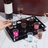 24-Hole Acrylic Mini Shot Glasses Organizer Holder, Spirits Octagonal Cups Wine Glass Storage Rack, for Bar Tasting Serving Supplies, Rectangle, Black, 29.5x20x5.4cm