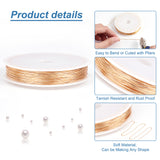 Eco-Friendly Round Copper Wire, Copper Beading Wire for Jewelry Making, Long-Lasting Plated, Golden, 20 Gauge, 0.8mm, about 32.81 Feet(10m)/Set