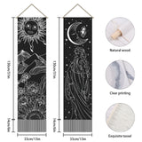 Polyester Decorative Wall Tapestrys, for Home Decoration, with Wood Bar, Rope, Rectangle, Sun, 1300x330mm