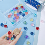 54Pcs 9 Colors Transparent Spray Painted Glass Beads, Bear Paw Print, Mixed Color, 13.5x15x8.5mm, Hole: 1mm, 6Pcs/color