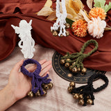 Brass & Iron Witch Bell Pendant Decoration, Cotton String Thread Braided Pendant Decoration, Mixed Color, 160mm, 4pcs/set