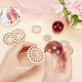 8Pcs 2 Style Wood Crystal Ball Display Bases, Crystal Sphere Display Stand, Hollow-out, Flat Round, Wheat, 34~50x4.5~5.5mm, Hole: 4~5.5mm, 4pcs/style