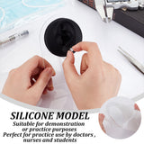 Soft Silicone Flexible Model Body Displays with Acrylic Stands, Jewelry Display Teaching Tools for Piercing Suture Acupuncture Practice, Black, Ear Pattern, 6.2x2.4cm