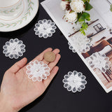20Pcs 3D Flower Polyester Lace Computerized Embroidery Ornament Accessories, with Imitation Pearl Beads, for DIY Clothes, Bag, Pants, Shoes Decoration, White, 50x50x6mm