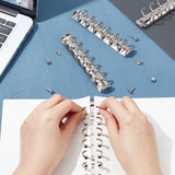 Steel 6 Ring Loose Leaf Book Binder Hinged Clamp, with Screws, Stainless Steel Color, 131x20.5x23.5mm, Hole: 4mm