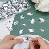 96Pcs 6 Style Sew on Rhinestone, Acrylic Rhinestone, Garments Accessories, Faceted, Flat Round & Oval & Teardrop & Polygon & Heart & Horse Eye, Clear, 18~25x9~25x3.5~5mm, 16pcs/style