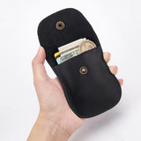 New Men's Leather Card Holders, Waist Belt Wallets, with Alloy Snap Button, Black, 9.8x7.85x0.7cm