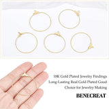 40Pcs Brass Pendants, Hoop Earring Findings, Ring, Real 18K Gold Plated, 20 Gauge, 33x29x1mm, Hole: 1mm, Pin: 0.8mm