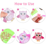 Owl DIY Diamond Painting Keychain Sets, with Tray Plate, Drill Point Nails Tools, Alloy Swivel Clasps, Iron Chains, for Embroidery Arts Crafts, Mixed Color