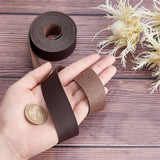 PU Leather Fabric, for Shoes Bag Sewing Patchwork DIY Craft Appliques, Coconut Brown, 2.5x0.13cm, 2m/roll