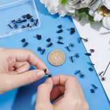 24Pcs 6 Style 304 Stainless Steel Stud Earring Findings, with Hole, Teardrop, Electrophoresis Black, 10x6mm, Hole: 1~1.2mm, Pin: 0.7~0.8mm, 4pcs/style