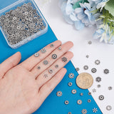 220Pcs 11 Style Tibetan Style Alloy Spacer Beads, Flower & Flat Round & Snowflake, Antique Silver, 4.5~9x1.5~2.5mm, Hole: 1.2~2mm, 20pcs/style