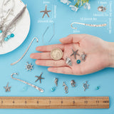 DIY Ocean Theme Metal Bookmask Making Kits, Alloy Links & Pendants & Bookmarks, Glass & Synthetic Turquoise Beads, Brass Eye Pin, Antique Silver & Platinum, Bookmarks: 6Pcs/set