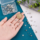 80Pcs 8 Style 201 Stainless Steel Beads, Textured, Disc/Flat Round & Round, Stainless Steel Color, 3~8x2.5~5.5mm, Hole: 1.5~2.1mm, 10pcs/style