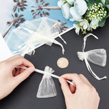 100Pcs Organza Gift Bags with Drawstring, Jewelry Pouches, Wedding Party Christmas Favor Gift Bags, Creamy White, 7x5cm