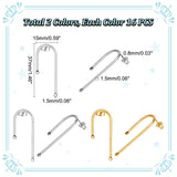 16 Pairs 2 Colors 304 Stainless Steel Arch Stud Earring Findings, with Horizontal Loops & Ear Nuts/Earring Backs, Golden & Stainless Steel Color, 37x15x1.5mm, Hole: 1.5mm, Pin: 0.8mm, 8 Pair/color