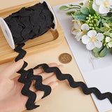 Polyester Wavy Fringe Trim, Wave Bending Lace Ribbon, for Clothes Sewing and Art Craft Decoration, Black, 5/8 inch(15mm), about 10 yards