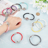 10Pcs 10 Colors PU Imitation Leather Braided Bracelet Makings, Alloy Snap Button Bracelets with Magnetic Clasp, Mixed Color, 8-1/8x1/8 inch(20.5x0.45cm), 1pc/color