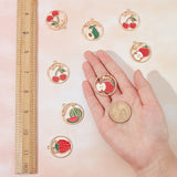 30Pcs 5 Style Alloy Enamel Pendants, Ring, Light Gold, Mixed Color, 31x28x1.5mm, Hole: 1.8mm, 6pcs/style