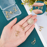 12 Sets 4 Styles Brass Toggle Clasps, Long-Lasting Plated, Ring Mixed Shapes, Real 18K Gold Plated, Ring: 15~16x11~12x2~3mm, Hole: 1.2~1.6mm, Bar: 5.5~7x17~20x2~3.5mm, Hole: 1.2~1.6mm, 3 sets/style