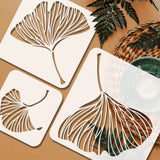 5Pcs 5 Styles Autumn PET Hollow Out Drawing Painting Stencils, for DIY Scrapbook, Photo Album, Ginkgo Leaf Pattern, 100~300x100~300mm, 1pc/style