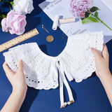 1Pc Detachable Polyester Lace Collars, with Alloy & Plastic Imitation Pearl Charms, Clothes Sewing Applique Edge, DIY Garment Accessories, WhiteSmoke, 335x345x1mm