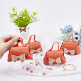 Foldable Imitation Leather Wedding Candy Magnetic Bags, with Bowknot and Word SWEET DAY, Dark Orange, Finish Product: 7x13x8cm