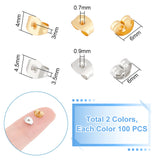 304 Stainless Steel Friction Ear Nuts, Ear Locking Earring Backs for Post Stud Earrings, Barrel Plating, Golden & Stainless Steel Color, 2 colors, 100pcs/color, 200pcs/box