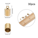 304 Stainless Steel Cord Ends, End Caps, Golden, 10x6mm, Hole: 2mm, Inner: 5mm, 30pcs/box