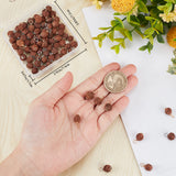 80Pcs 2 Colors Round Natural Wood Pendants, Sienna Rudraksha Charms, with Copper Wire, Mixed Color, 16~19.5x9~10.5mm, Hole: 3.5mm, 40pcs/color