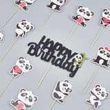 DIY Paper Panda Cake Insert Card Decoration Set, with Cake Decor Birthday Party Decoration, for Birthday Cake Decor, Mixed Color, Insert Card Decoration Set: 59~121x2~52x0.5~2mm; Cake Decor Birthday Party Decoration: 150mm