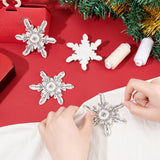 4Pcs Snowflake Glass Rhinestone Appliques, Cloth Handicraft Beaded Appliques, Costume Hat Bag Ornament Accessories, White, 72x81.5x5mm