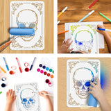 PET Hollow Out Drawing Painting Stencils, for DIY Scrapbook, Photo Album, Skull, 297x210mm