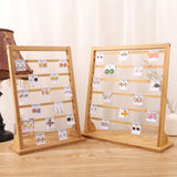 6-Tier Bamboo Earring Display Card Organizer Holder, Jewelry Tower for Earring Cards, with 24Pcs Earring Display Cards, Wheat, Finish Product: 30x11.8x41cm