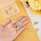 12Pcs 3 Style Brass Micro Pave Cubic Zirconia Pendants, with Jump Ring, Cadmium Free & Lead Free, Sunflower, Real 18K Gold Plated, 18~19.5x11~12.5x1.5~5mm, Hole: 3~3.6mm, 4pcs/style