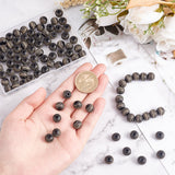 100Pcs Painted Natural Wood Beads, Round with Laser Engraved Leaf Pattern, Black, 10x9mm, Hole: 2.5mm