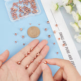 200Pcs 4 Style Brass Corrugated Beads, Long-Lasting Plated, Round, Real Rose Gold Plated, 3~6x2~5mm, Hole: 1.2~2mm, 50pcs/style