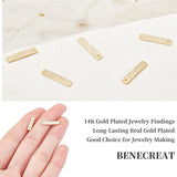50Pcs Brass Charms, Long-Lasting Plated, Textured, Rectangle, Real 14K Gold Plated, 15x3x1mm