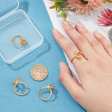 Adjustable Brass Finger Rings Components, Crystal Rhinestone Pad Ring Base Settings, Matte Gold Color, Tray: 3mm and 10x7mm, US Size 5 1/4(15.9mm), 4pcs/box