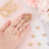 40Pcs Rack Plating Alloy Charms, with Jump Rings, Long-Lasting Plated, Cadmium Free & Lead Free, Flower Charms, Real 14K Gold Plated, 12x10.5x3.5mm, Hole: 4mm