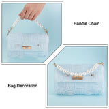 Plastic Imitation Pearl Beaded Bag Handles, with Alloy Swivel Clasps, White, 24.5cm, 2pcs/box