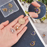 8Pcs 8 Colors Brass Micro Pave Clear Cubic Zirconia Glass Pendants, with Jump Ring, Long-Lasting Plated, Moon, Cadmium Free & Lead Free, Mixed Color, 21x16.5x4.5mm, Jump Ring: 5x0.8mm, 3.5mm Inner Diameter, 1pc/color