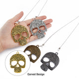 Tibetan Style Zinc Alloy Ceiling Fan Pull Chain Extenders, with Iron Ball Chain, Skull, Mixed Color, 391x2.4mm, 4pcs/set, 1set/box
