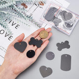 Pet Aluminium Pendants, Stamping Blank Tag, Bone, Flat Round, Rectangle and Heart, Black, 25x38x1mm, Hole: 2.5mm, 40pcs/box