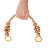 Wooden Bag Handles, with Wood Beads and Rope, for Handbag Straps Replacement Accessories, Blanched Almond, 47cm