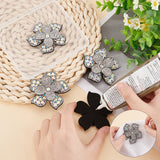 4Pcs Rhinestone Appliques, Sew on Patches, Costume Accessories, Flower, Crystal AB, 65x65x10mm