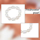 1Pc Natural Pearl Beaded Stretch Finger Ring for Women, Seashell Color, US Size 7 1/4(17.5mm)
