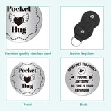 1Pc 304 Stainless Steel Commemorative Coins, Lucky Coins, with 1Pc PU Leather Cover, Heart Pattern, Coins: 30x1.8mm, Cover: 115x47x1.3mm
