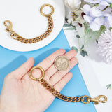 Alloy Bag Curb Chains, Bag Strap Extender, with Swivel Eye Bolt Snap Hook & Spring Gate Ring, Antique Golden, 16cm